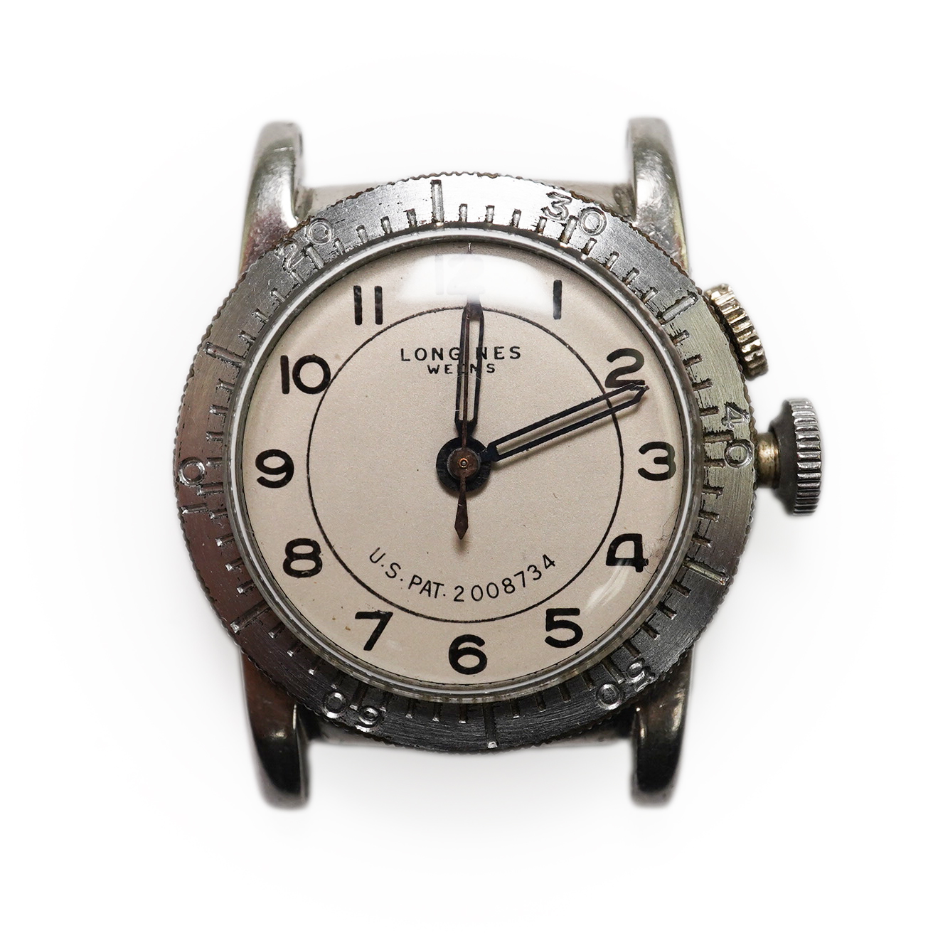 A gentleman's late 1930's steel Longines Weems U.S. Patent military pilot's manual wind wrist watch